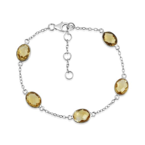 Zilveren armband met ovaal gefacetteerd in kap gezette edelsteen - 925 zilver