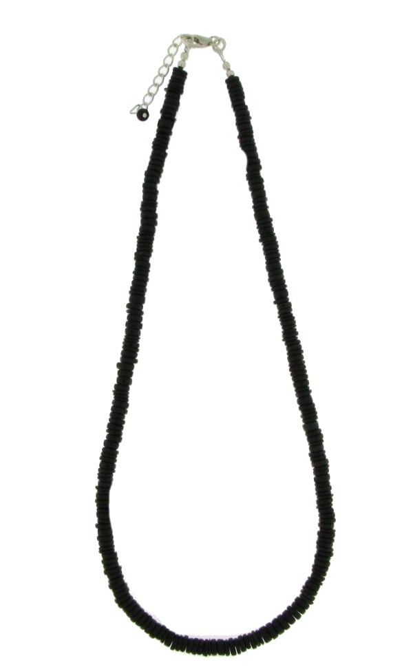 Zilveren collier met plat schijfvormig geslepen edelsteen - 925 zilver - 5 mm