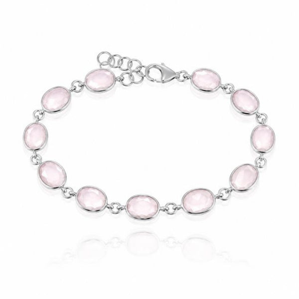 Zilveren armband met ovale edelstenen - 925 zilver - 8 x 6 mm