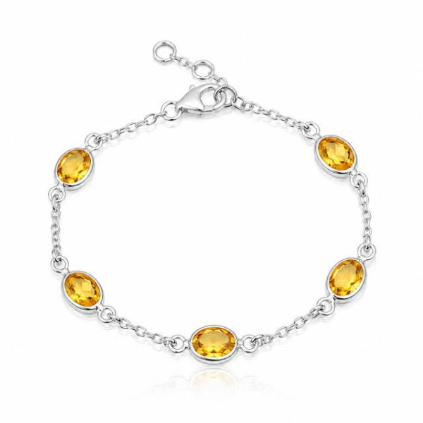 Zilveren armband met ovaal gefacetteerde edelstenen - 925 zilver - 8 x 6 mm