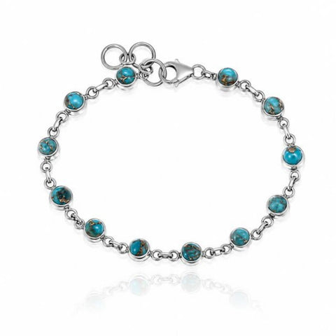 Zilveren armband met rond geslepen edelstenen - 925 zilver - 5 mm · Turkoois