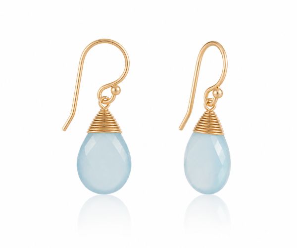 Goldplated oorhangers met gefacetteerde edelstenen - goldplated zilver - 30 x 14 mm