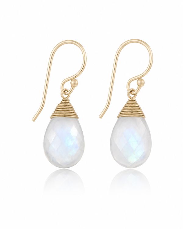Goldplated oorhangers met gefacetteerde edelstenen - goldplated zilver - 30 x 14 mm