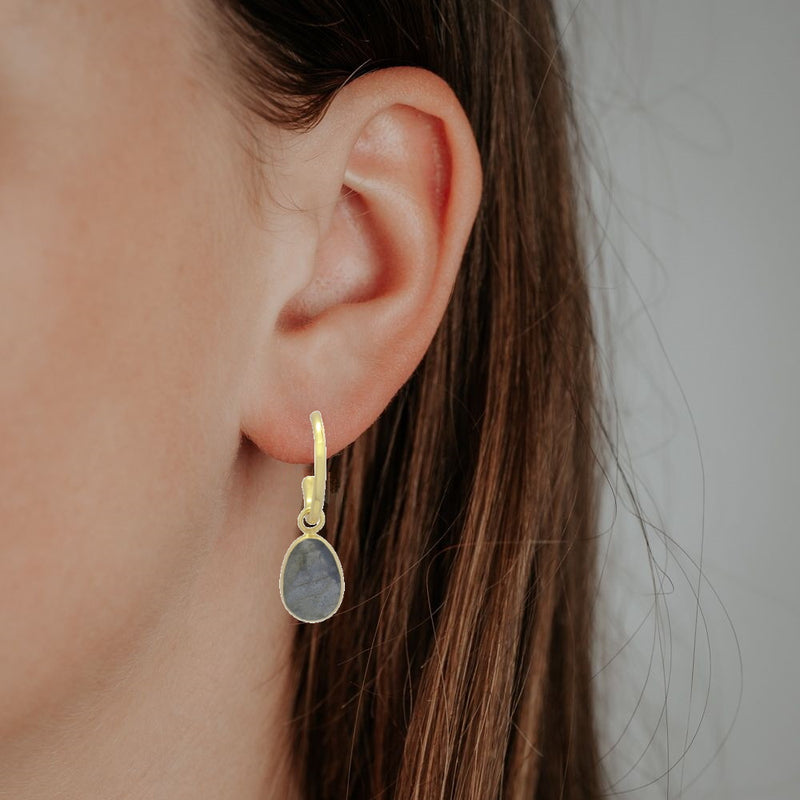 Creolen met edelsteen - goldplated zilver - 12 x 8 mm