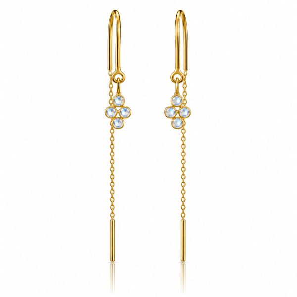 Goldplated doortrek oorhangers met gefacetteerde edelstenen - goldplated zilver - 3 mm · Regenboog Maansteen · productfoto · steen:regenboog-maansteen