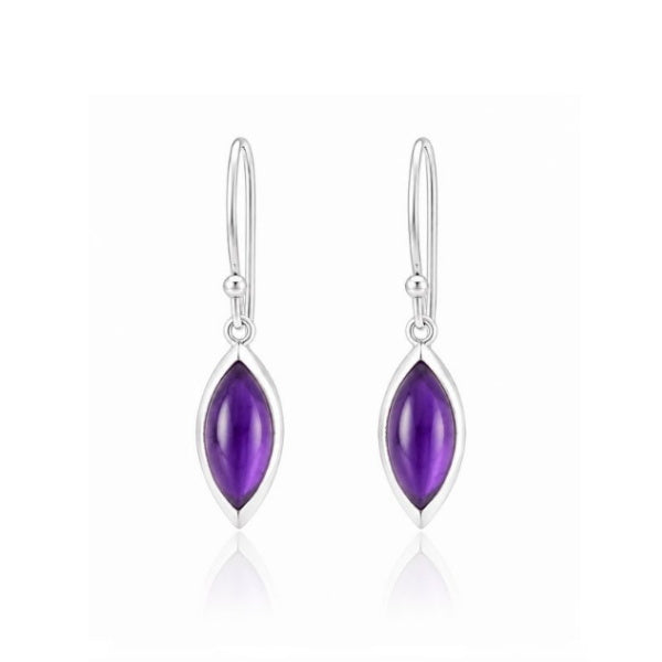 Zilveren oorhangers met marquise geslepen edelstenen - 925 zilver - 10 x 6 mm