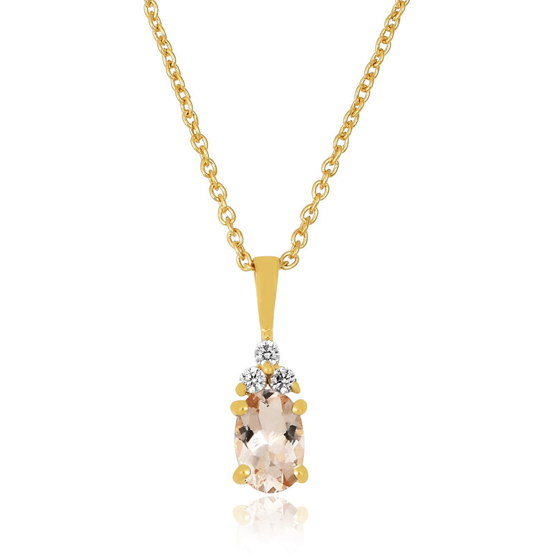 Hanger met ovaal geslepen in klauwzetting gezette edelsteen, gefacetteerd - goldplated zilver - 6 x 4 mm