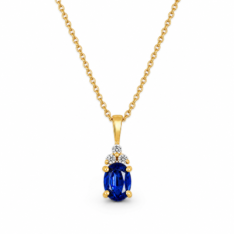 Hanger met ovaal geslepen in klauwzetting gezette edelsteen, gefacetteerd - goldplated zilver - 6 x 4 mm · Diamant 6 x 4 mm · detail · steen:diamant-6-x-4-mm