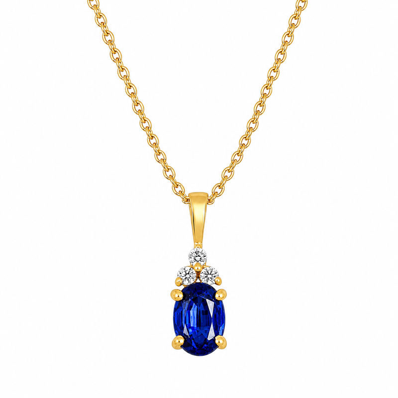 Hanger met ovaal geslepen in klauwzetting gezette edelsteen, gefacetteerd - goldplated zilver - 6 x 4 mm · Diamant 6 x 4 mm · productfoto · steen:diamant-6-x-4-mm