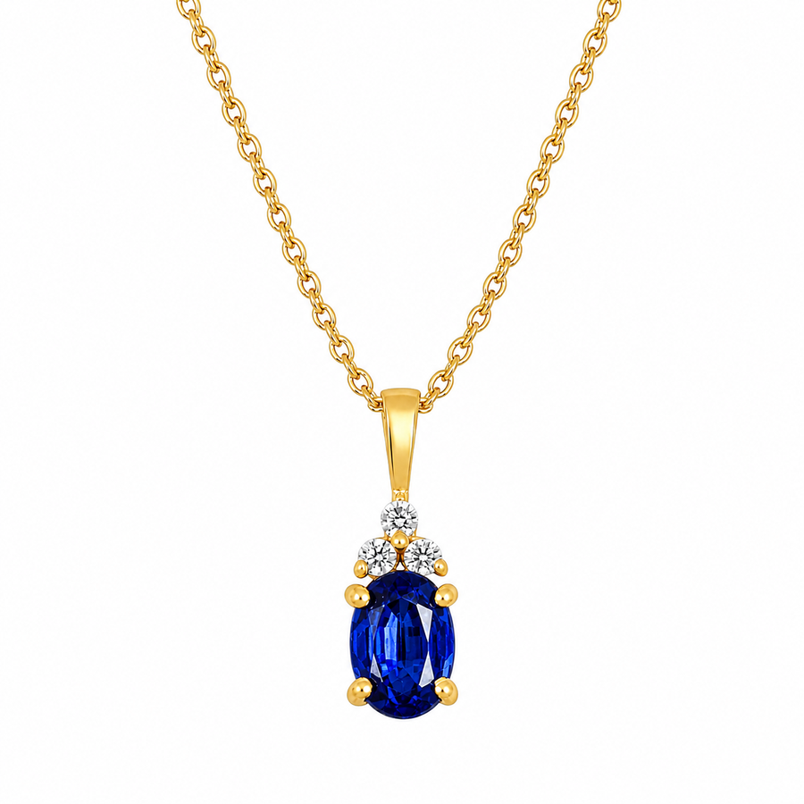 Hanger met ovaal geslepen in klauwzetting gezette edelsteen, gefacetteerd - goldplated zilver - 6 x 4 mm · Diamant 6 x 4 mm · productfoto · steen:diamant-6-x-4-mm