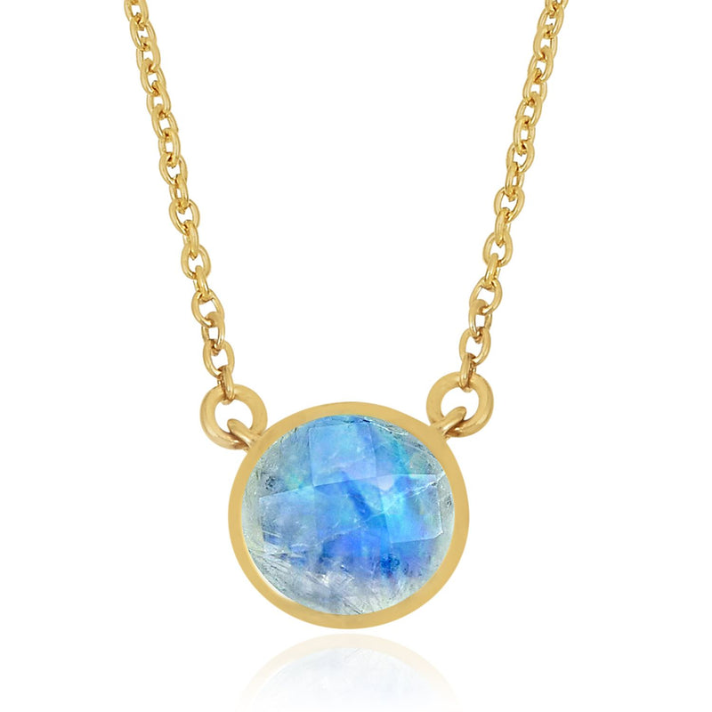 Collier met edelsteen, gefacetteerd - goldplated zilver - 6 mm
