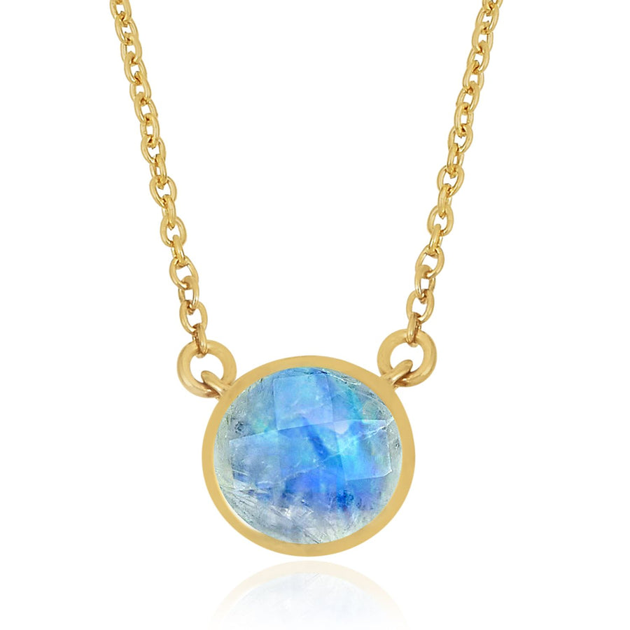 Collier met edelsteen, gefacetteerd - goldplated zilver - 6 mm