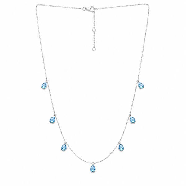 Zilveren collier met druppelvormig edelstenen - 925 zilver - 40 cm