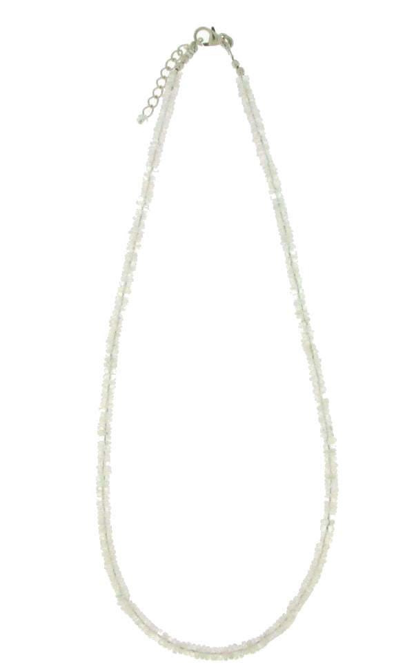 Zilveren collier met geregen platte schijfvormige edelsteen, gefacetteerd - 925 zilver - 5 mm