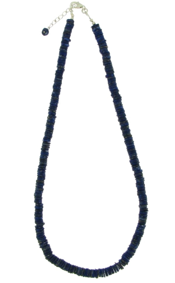 Zilveren collier met plat schijfvormig geslepen edelsteen - 925 zilver - 5 mm