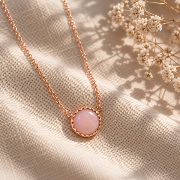 Zilveren collier met ronde edelsteen - 925 zilver - 10 mm