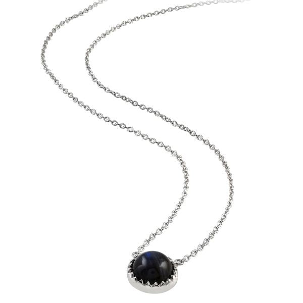 Zilveren collier met ronde edelsteen - 925 zilver - 10 mm