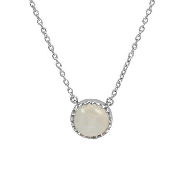 Zilveren collier met ronde edelsteen - 925 zilver - 10 mm