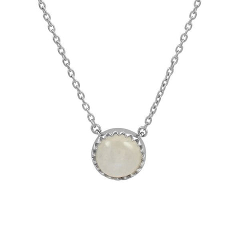 Zilveren collier met ronde edelsteen - 925 zilver - 10 mm · Regenboog Maansteen