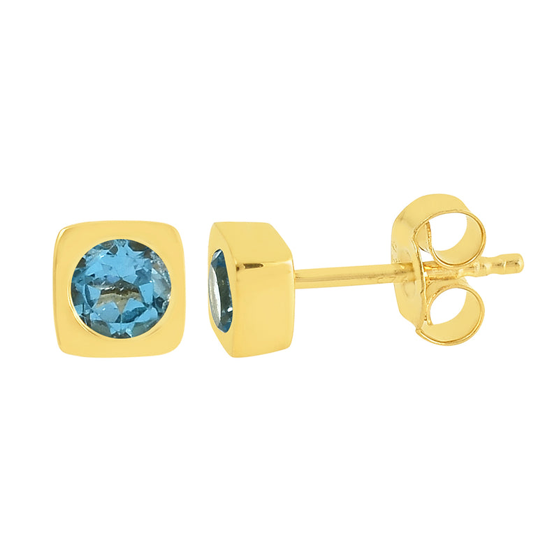 Oorstekers met edelsteen, gefacetteerd - goldplated zilver - 4 mm