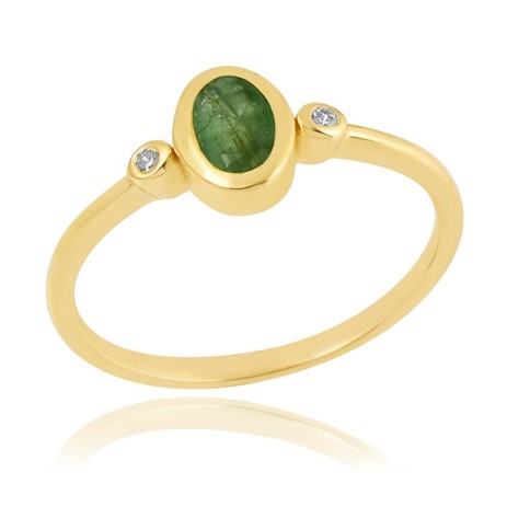 Gouden ring met Smaragd edelsteen en diamanten