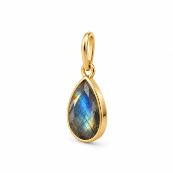 Gouden hanger met gefacetteerd edelsteen - 14 karaat - 6 x 4 mm