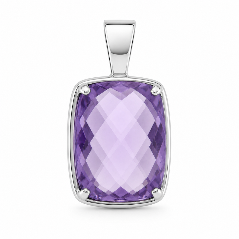 Zilveren hanger met edelsteen, gefacetteerd - 925 zilver - 15 x 13 mm · None · detail · steen:None