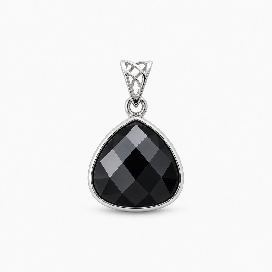 Zilveren hanger met edelsteen - 925 zilver - 35 x 22 mm · Onyx · productfoto · steen:onyx