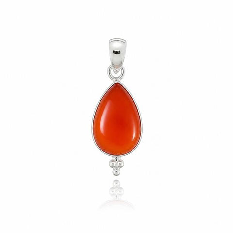 Zilveren hanger met druppelvormige edelsteen - 925 zilver - 12 x 8 mm · Carneool