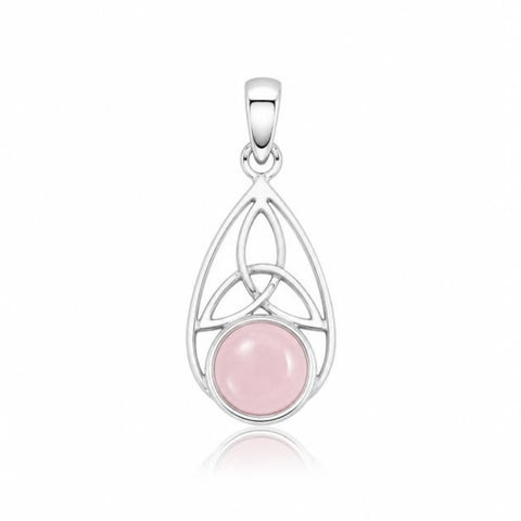 Zilveren hanger met rond glad geslepen edelsteen - 925 zilver - 8 mm · Rozenkwarts