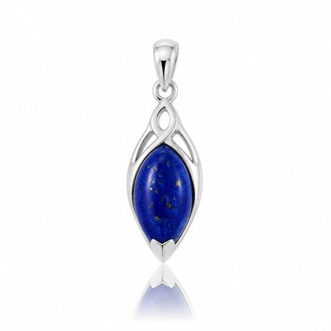 Zilveren hanger met marquise geslepen edelsteen - 925 zilver - 24 x 10 mm · Lapis Lazuli