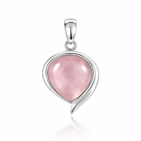 Zilveren hanger met druppelvormige edelsteen - 925 zilver - 17 x 17 mm · Rozenkwarts