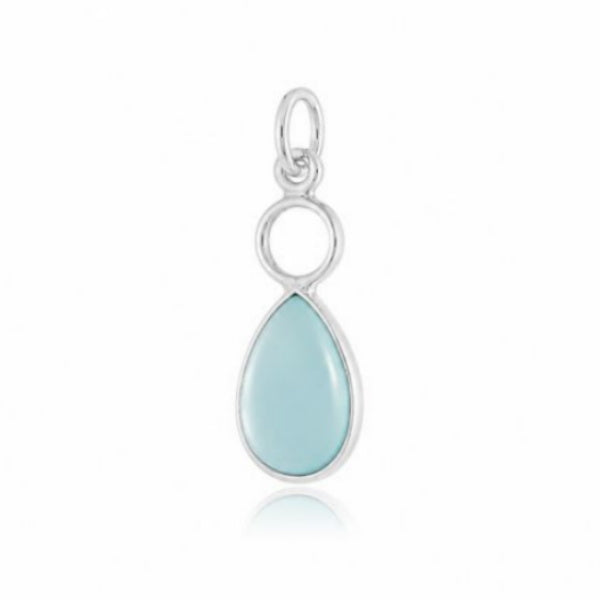 Zilveren hanger met speels zilver oog in de zetting - 925 zilver - 12 x 8 mm · Chalcedoon · productfoto · steen:chalcedoon