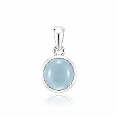 Zilveren hanger met rond geslepen edelsteen - 925 zilver - 20 x 10 mm · Aquamarijn