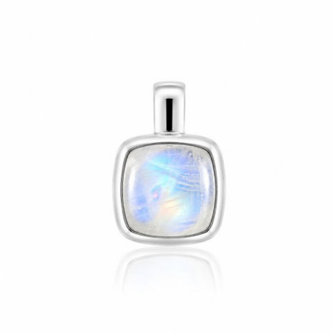 Zilveren hanger met vierkante edelsteen - 925 zilver - 9 x 9 mm · Regenboog Maansteen
