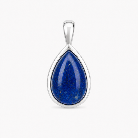 Zilveren hanger met druppelvormige edelsteen - 925 zilver - 12 x 8 mm · Lapis Lazuli
