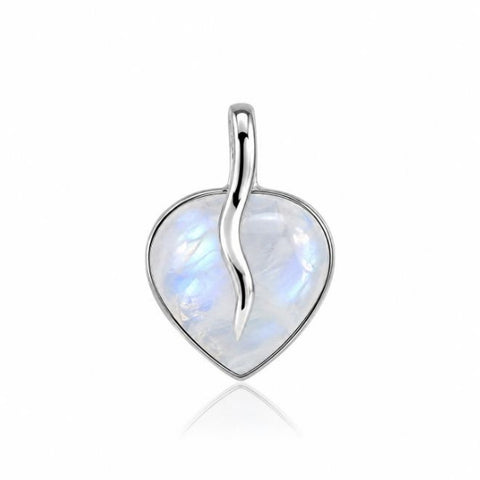 Zilveren hanger met druppelvormige edelsteen - 925 zilver - 17 x 17 mm · Regenboog Maansteen