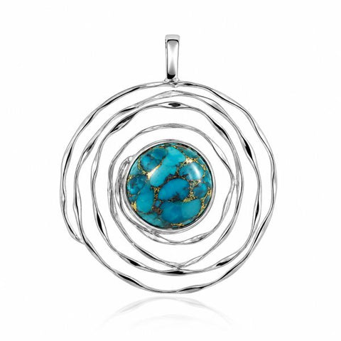 Zilveren hanger met rond gezette edelsteen - 925 zilver - 17 x 17 mm · Turkoois