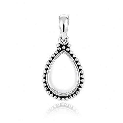 Zilveren hanger met druppelvormig edelsteen - 925 zilver - 16 x 12 mm · Bergkristal