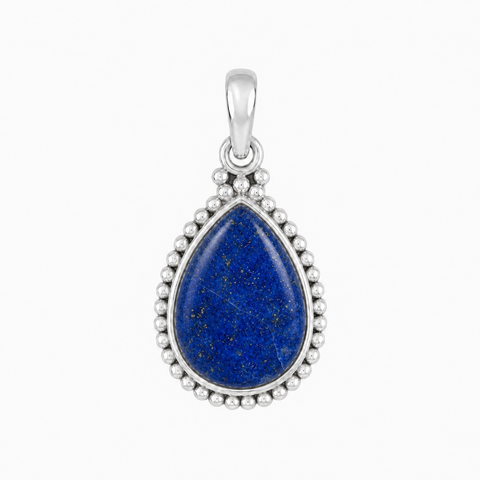 Zilveren hanger met druppelvormig edelsteen - 925 zilver - 16 x 12 mm · Lapis Lazuli