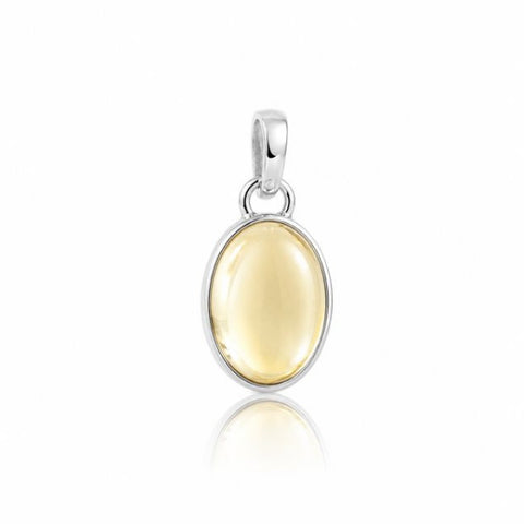 Zilveren hanger gezet met een ovale edelsteen - 925 zilver - 14 x 10 mm · Citrien