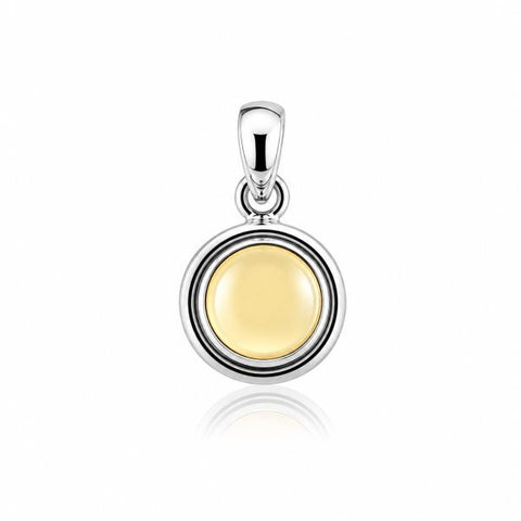 Zilveren hanger met ronde edelsteen in fraaie zetting - 925 zilver - 23 x 13 mm · Citrien