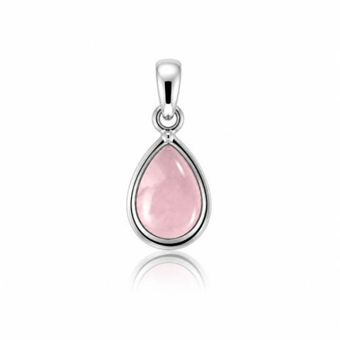 Zilveren hanger met druppelvormig edelsteen - 925 zilver - 10 x 7 mm · Rozenkwarts