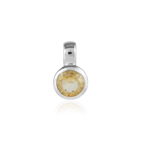 Zilveren hanger met rond gefacetteerde edelsteen - 925 zilver · Citrien