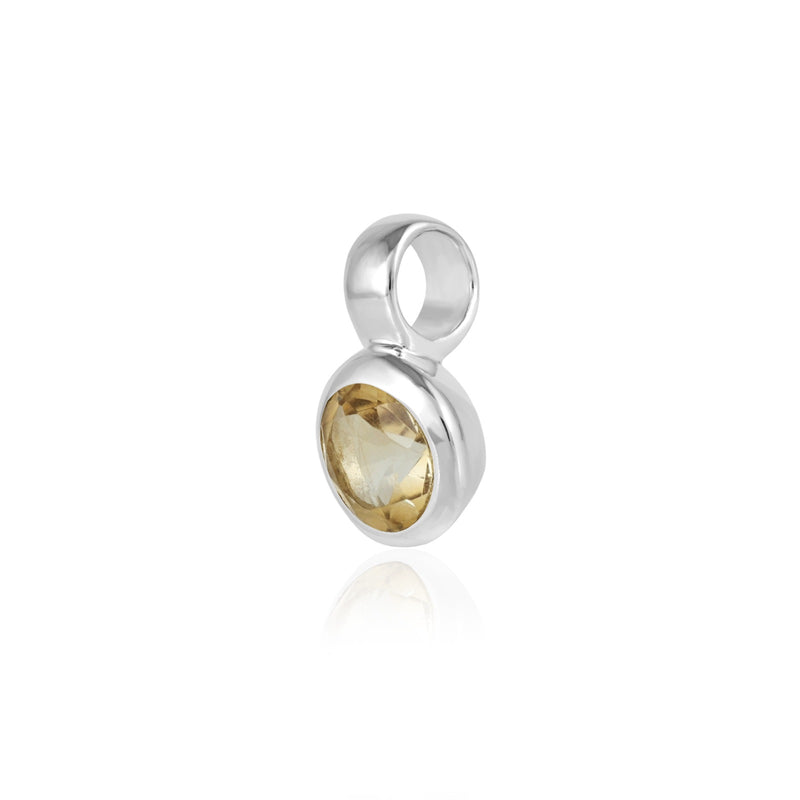 Zilveren hanger met rond gefacetteerde edelsteen - 925 zilver · Citrien · productfoto · steen:citrien