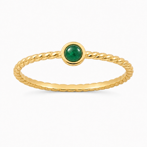 Ring met edelsteen - goldplated zilver - 3 mm