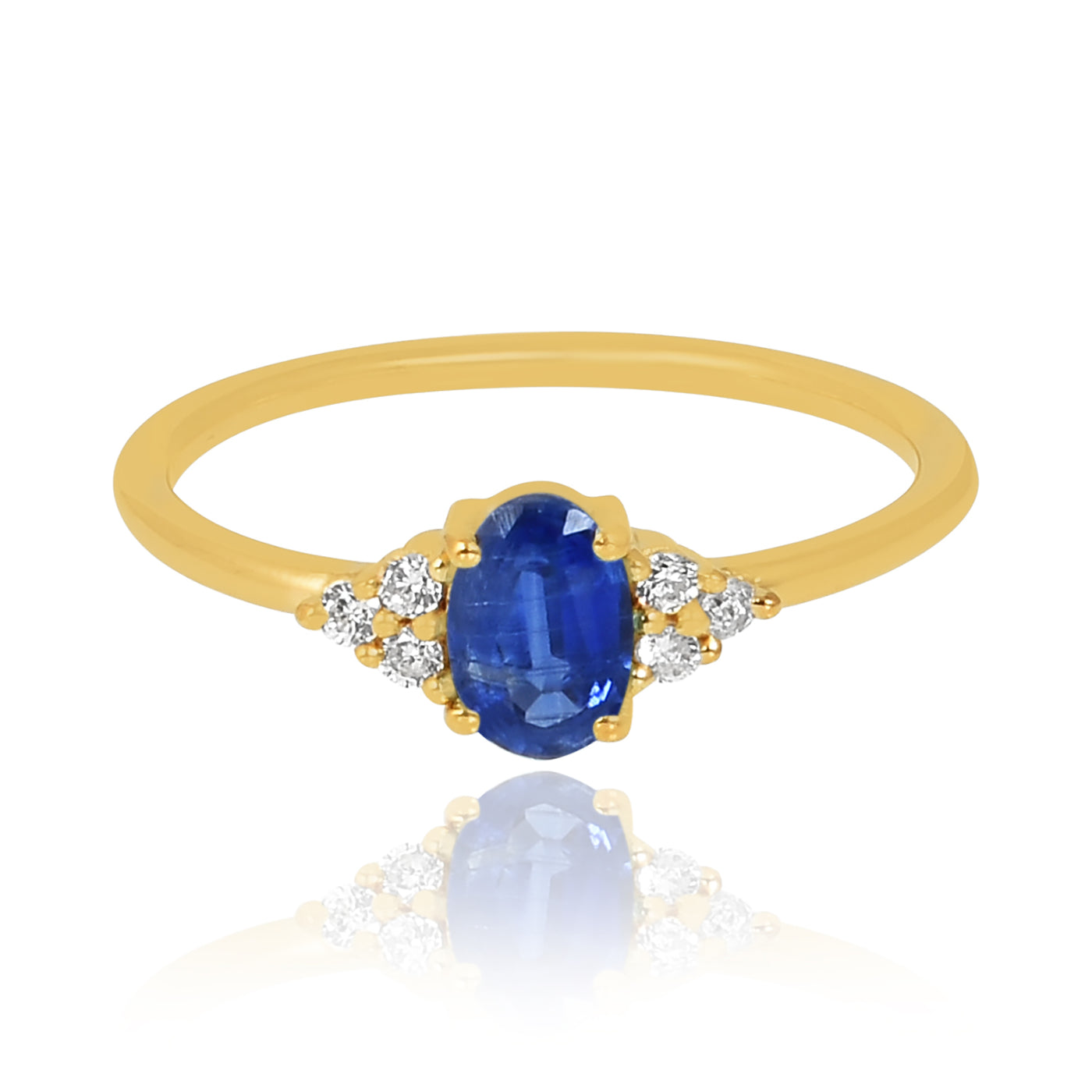 Gouden ring met Kyaniet edelsteen en diamanten