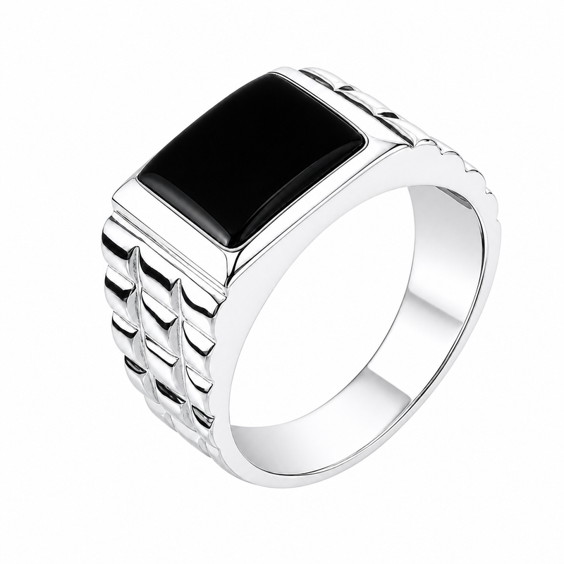Zilveren herenring met edelsteen - 925 zilver - 11 mm · None · productfoto · steen:None