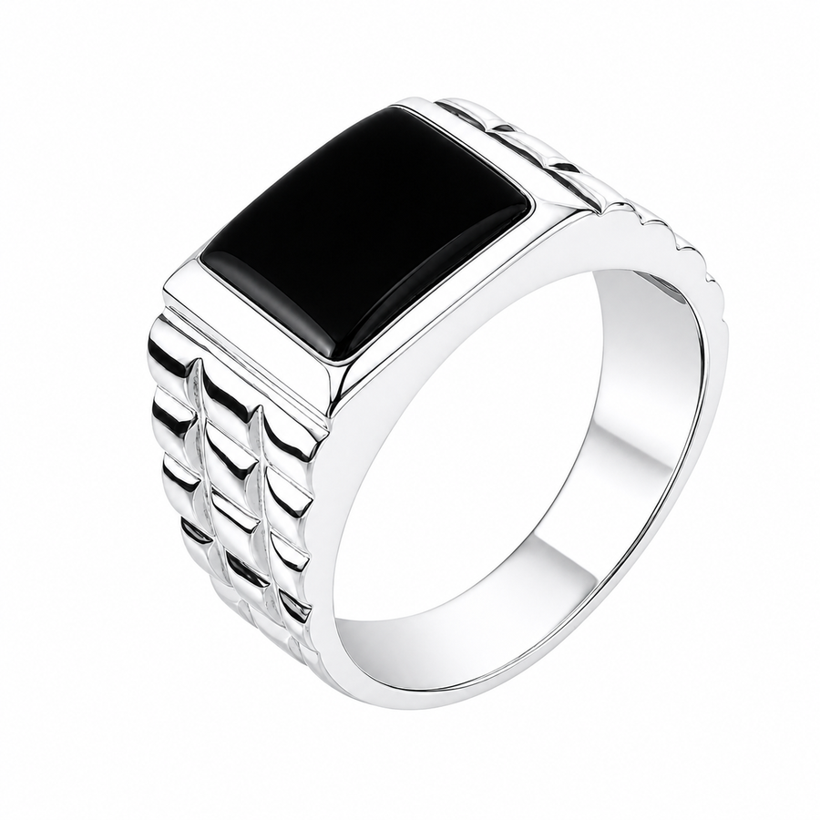 Zilveren herenring met edelsteen - 925 zilver - 11 mm · None · productfoto · steen:None
