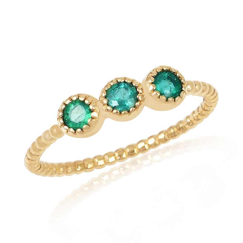 Gouden ring met rond gefacetteerde Blauwe Saffier - 14 karaat - 3 mm